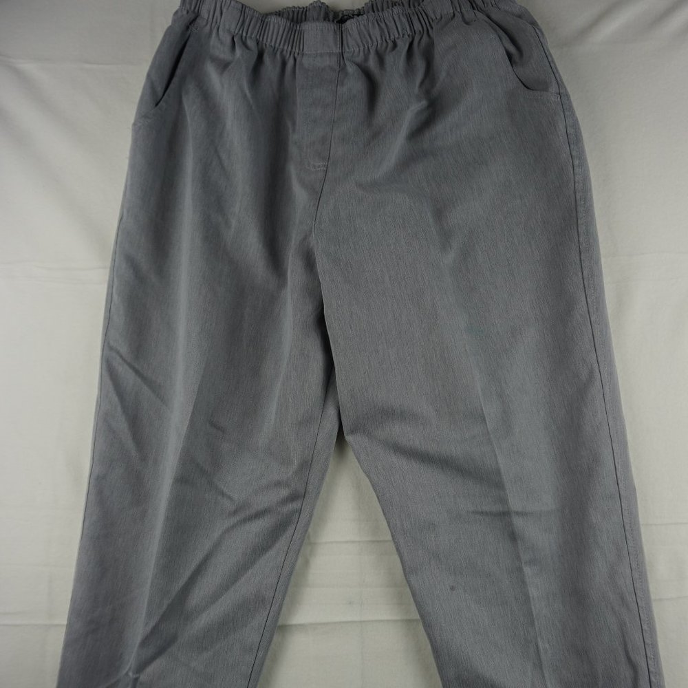 ALIA Womens Petite Size 14P GRAY Pull On Pants Inseam Elastic Waist
